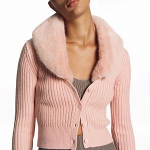 Zara pink fur cardigan size M